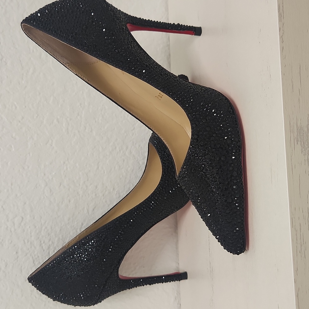 Black Crystal Embellished Stiletto Heels